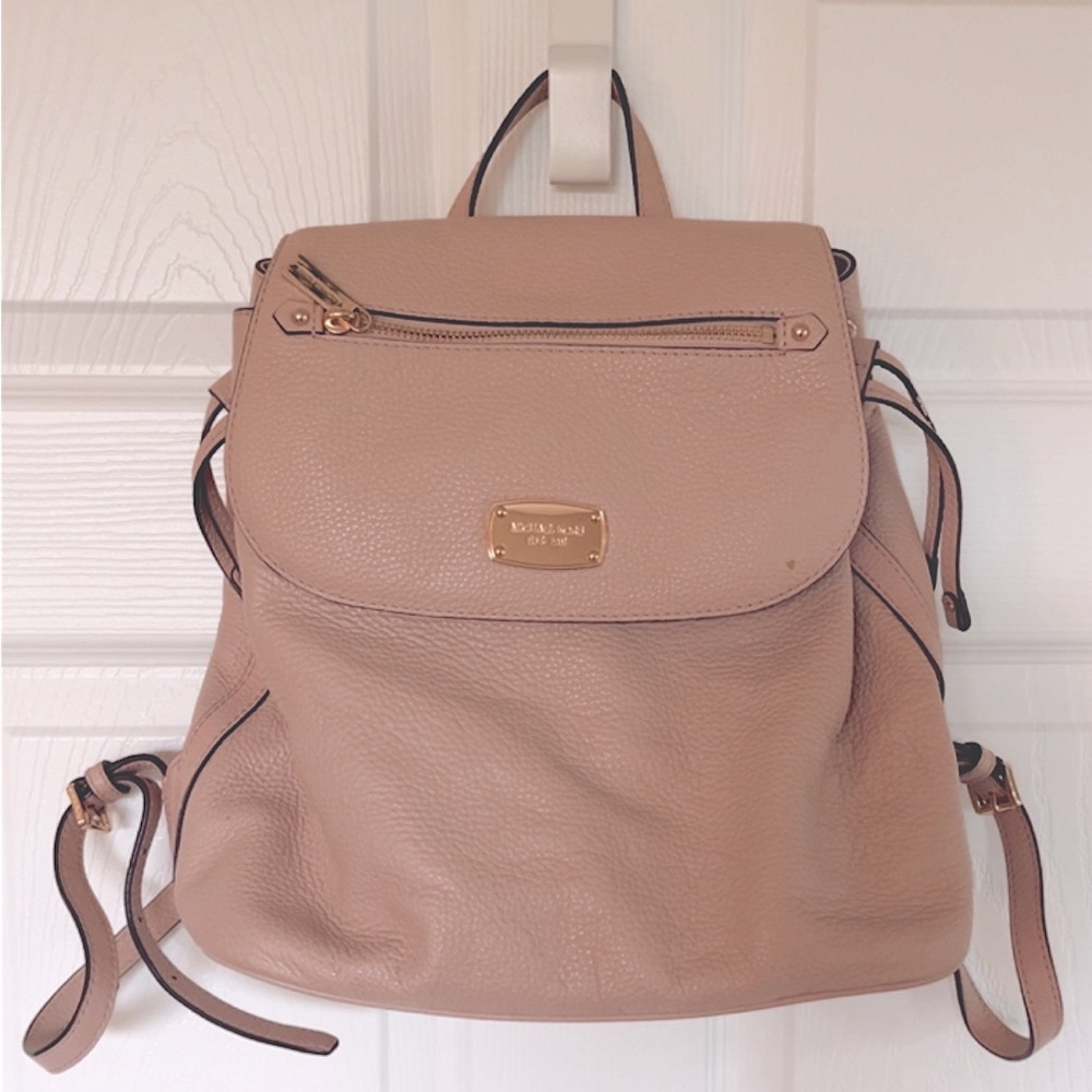Michael Kors light pink Leather Backpack with Gold Accents